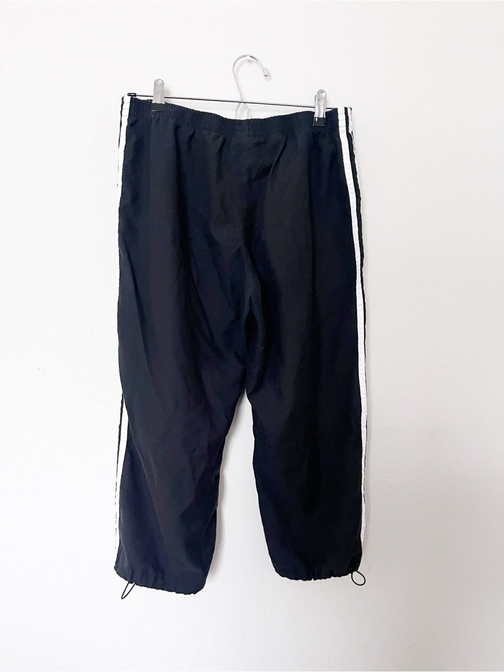 Adidas Black 3 Stripe Capri Track Pants Y2K Baggy Joggers Size M - Picture 2 of 5